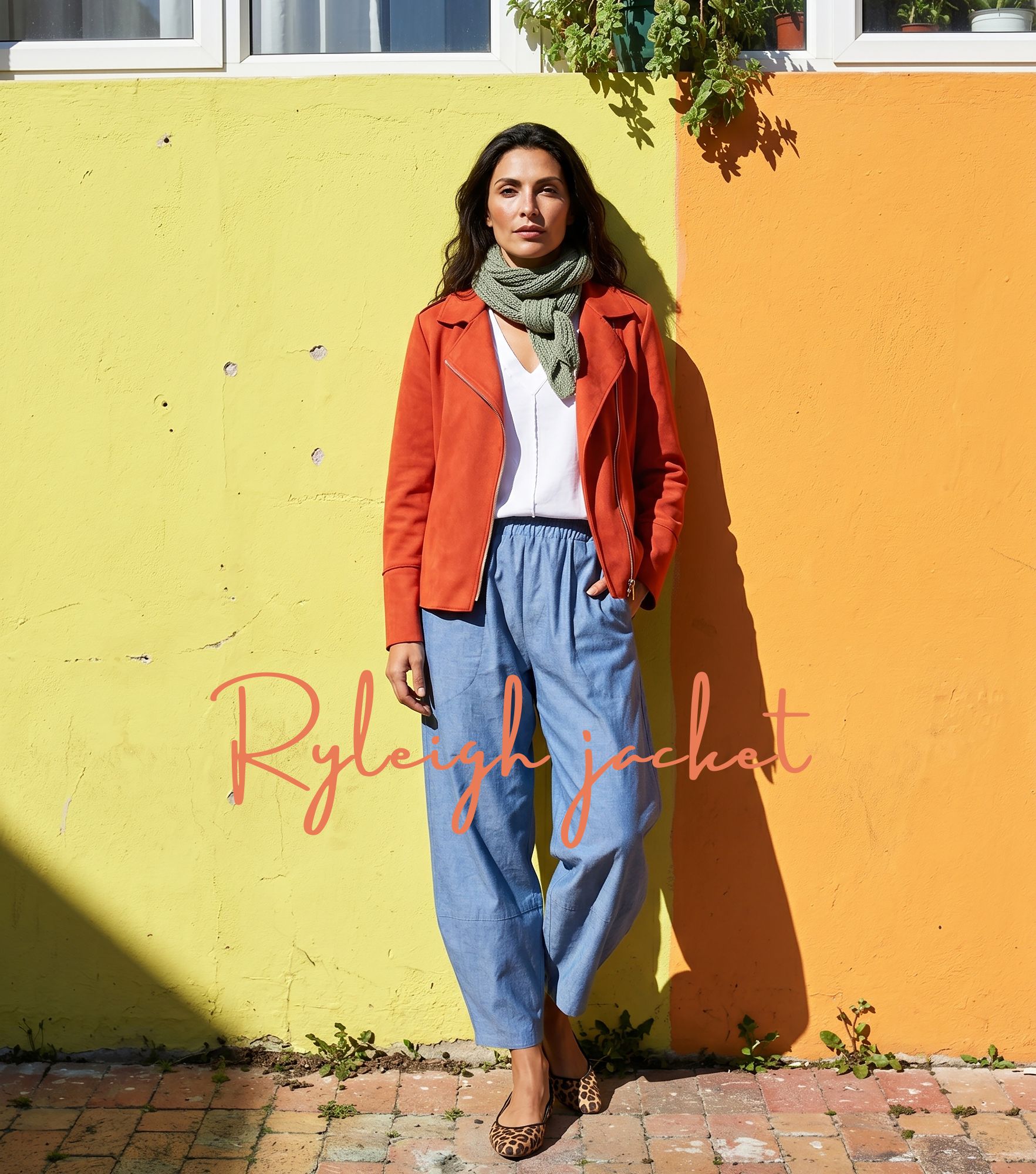 Ryleigh biker jacket in Persimmon