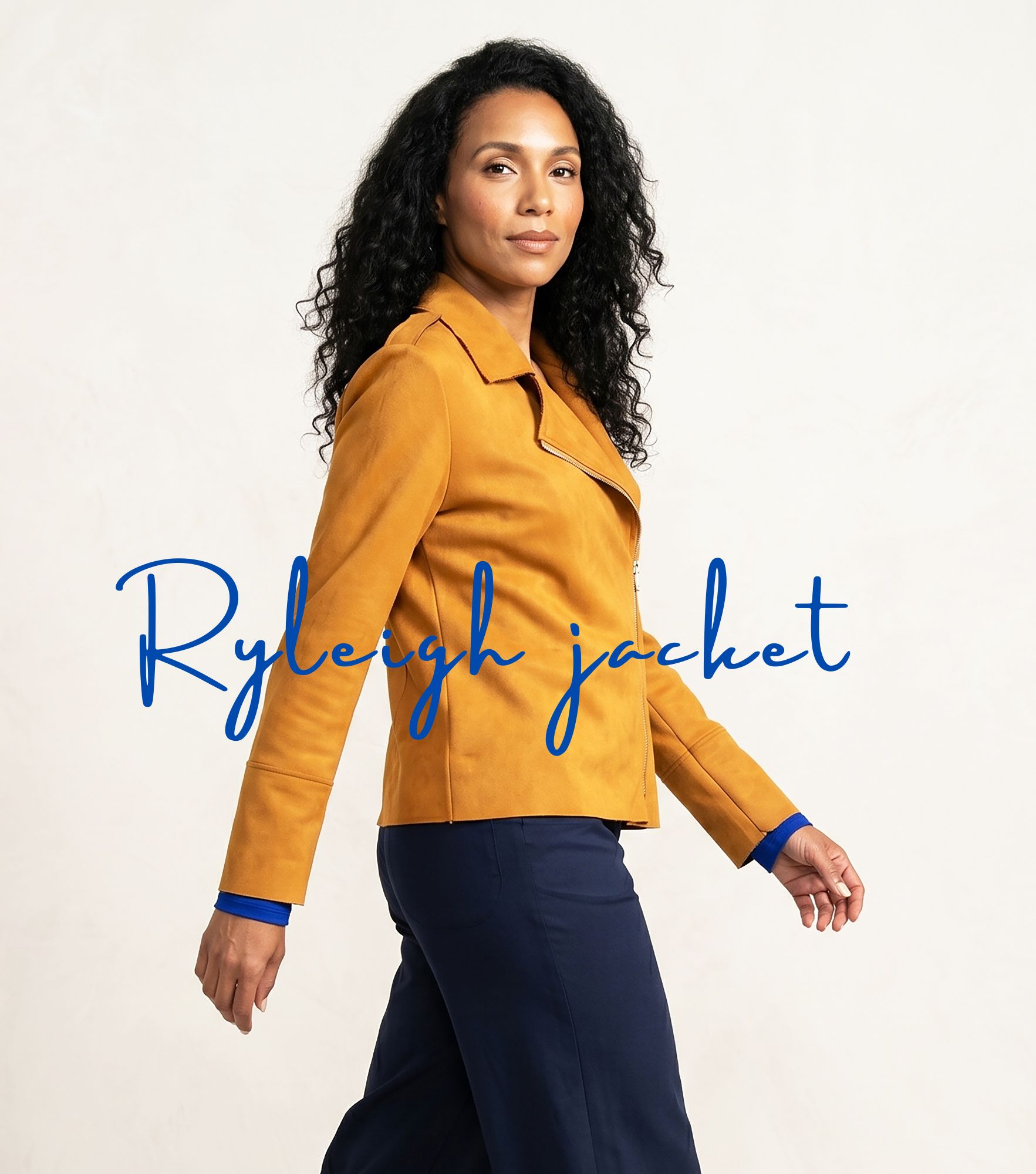 Ryliegh biker jacket in marigold suede scuba